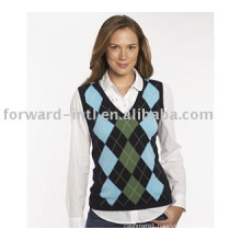 Ladies cashmere argyle vest